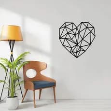 Quadro Decorativo Vazado Coração Geométrico MDF 3mm