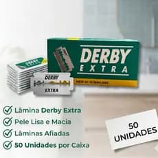 Lâmina Derby Extra Original Para Barbear Profissional Corte Preciso e Suave 50 unid. Alta Precisão Barbearia Estética