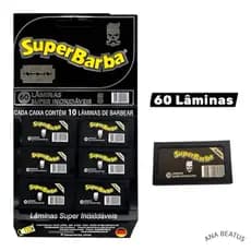 Lâmina de Barbear Super Barba – Cartela com 60 Lâminas Barbearia e Estética
