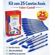 Canetas Faber-Castell Trílux Cor Azul - Kit com 25 unidades - Produto Original