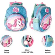 Mochila Infantil Unicórnio FOFY Pequena Escolar Passeio Resistente Menina