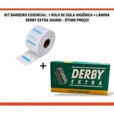 Kit Barbeiro Rolo Gola Higiênica 100un + Lâmina Derby Extra Original 50 unid. Corte Profissional