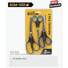 Kit 03 Tesouras Aço Inoxidável Resistentes Cozinha Escola Multiuso 3301
