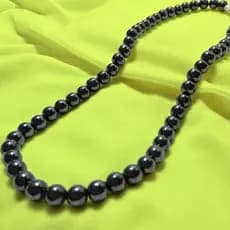 Colar De Pedra Natural Hematita Bolinha Proteção Clássico