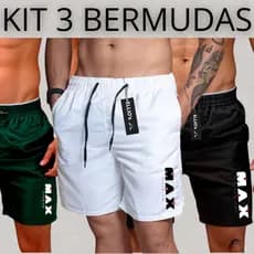 KIT Bermudas Mauricinho Masculina Esportiva Max Titanium Short Academia Corrida Treino Tecido Leve
