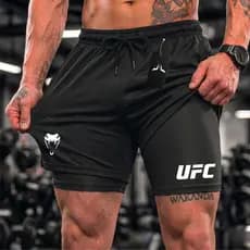 Bermuda Compressão Duplo Masculina 2 Em 1 Short Dry Fit Masculino Academia UF-C 05 Treino Esporte LOLA