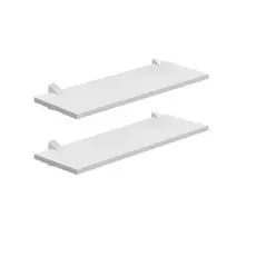 Kit 2 Prateleira Parede Mdf 20x100cm Branca com Suportes