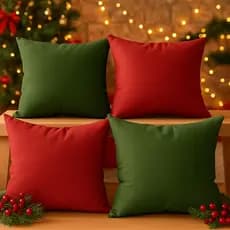 4 Capas Almofadas Decorativas Jacquard Linho 45x45cm - Natal Para Sofá Natalino