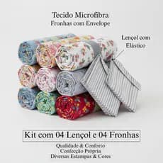 Kit 04 Lençol de Elástico Solteiro