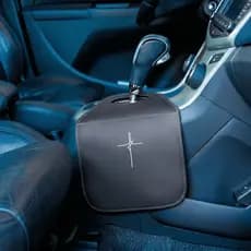 Lixeira Para Carro Couro Costura Reforçada Personalizada Acessório Veicular Cristão