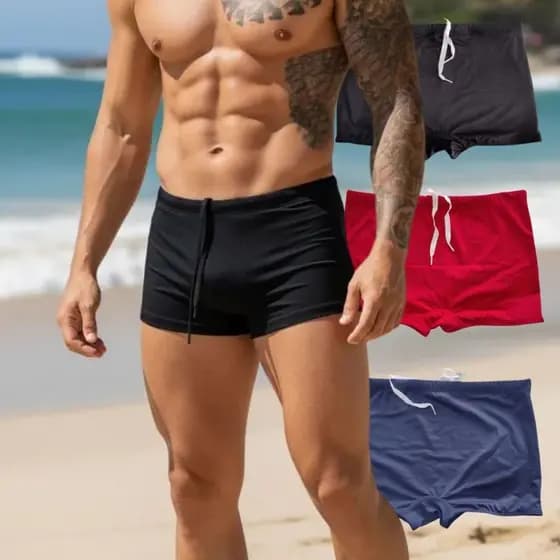 Sunga Boxer Masculina Com Forro Total E Proteção UV50+ Disponível Em 3 Cores