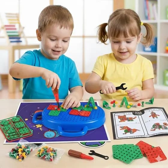 Kit Maleta Educativa Montagem Brinquedo Didatico Infantil Aprendizagem Criativa
