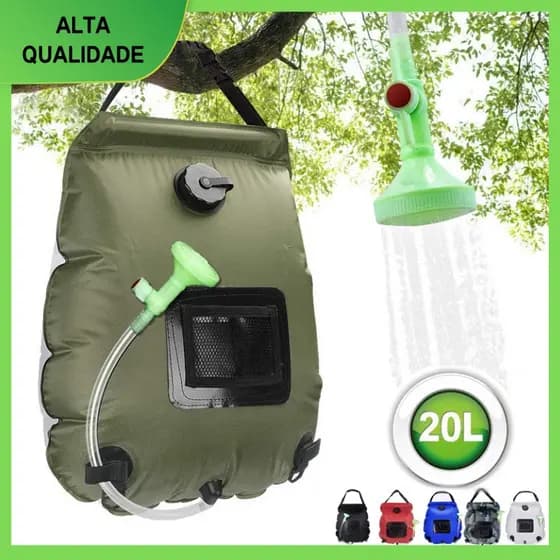 Bolsa de Banho Solar 20L Portátil Chuveiro Camping Praia Aquecimento Solar