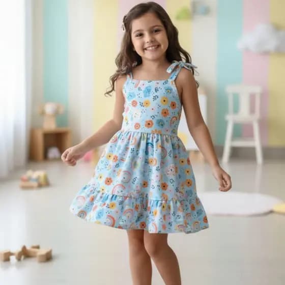 Vestido Infantil Menina Estampas Sortidas Festas Aniversarios Escola Passeios 2 a 10 anos