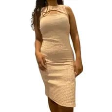 Vestido Mid Bubble Texturizado Casual Básico