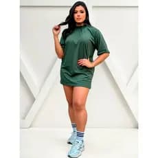 Camiseta oversized Feminina Gola Alta 3cm