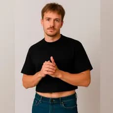 Cropped Masculino 100% Algodão  Preto Oversized