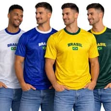 Camiseta Dry Fit Masculina Brasil Estilosa Tecido Dry com Relevo