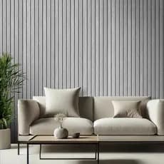 Papel De Parede Autocolante Ripado Cinza - Madeira Premium Para Sala, Quarto ou Escritório Tamanho Variado