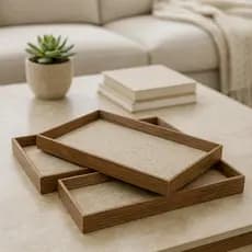 Bandeja Decorativa Retangular Organizadora Moderna Palha c/ Vidro Palhinha Indiana Redinha Rendinha