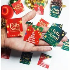 50 ou 100 Mini Cartão Tag Feliz Natal Agradecimento Cliente Encomenda Cartão