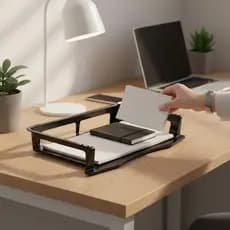 Bandeja Organizadora Mesa Maxcril Empilhável Documentos Escritório Home Office Preto Waleu