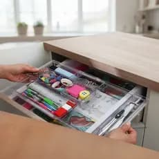 Organizador Gaveta Ampliável Maxcril Transparente 28-47cm Escritório Cozinha Banheiro estudos Waleu