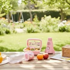 Kit Escolar Infantil Peppa Pig Rosa Marmita + Garrafa Foguete + porta escovas dente Menina plasutil