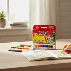 Giz de Cera Koala Delta 12 Cores Não Tóxico Infantil kit 12 caixas atacado Escolar Colorir Criança