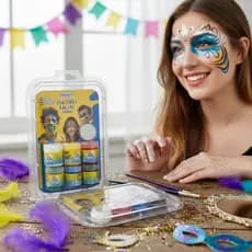 Kit Pintura Facial maquiagem Maripel 6 Cores 15ml + Glitter Carnaval Festa Fantasia copa