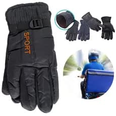 Luva unissex Preta moto frio Forro Quente Inverno Frio Proteção Punho motoqueiro motociclista