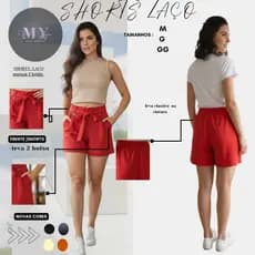 Short de Linho com Laço Ajustável: Conforto e Elegância do M ao GG chik feminino casual com elastico