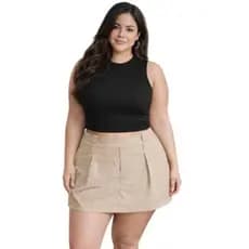 short saia com  bolsos tendência feminina elegante casual chic M, G, GG,G1,G2