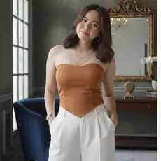 top cropped feminino corselet com amarraçao ajustavel varias cores tendencia com bojo bico V