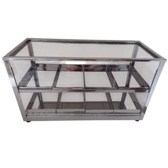 Estufa Elétrica 8 Bandejas Grandes Dupla Vitrine Aquecedora Aço Inoxidável