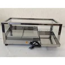Estufa Salgados Elétrica 55x32 com Inclinada Vidro Retos Inox Profissional pra Lanchonete