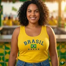 Regata Feminina Brasil Viscolycra Amarela Copa do mundo P ao G5  Confortável Zero Transparência - Leve - Mais vendida