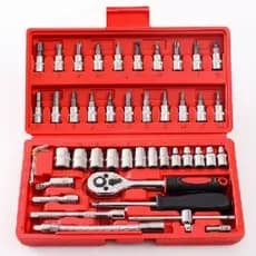 🔧 Jogo de Soquetes e Bits com Chave Catraca – 46 Peças 🔧