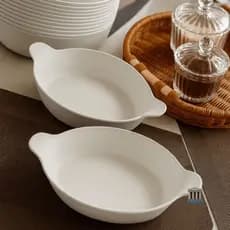 Conjunto de Travessas Ovais com Alça – Brancas