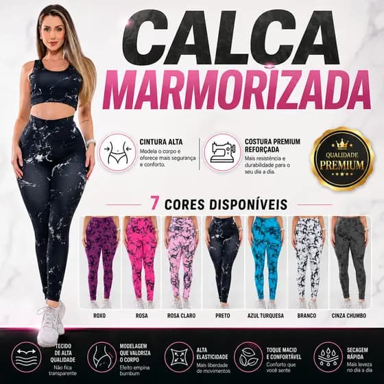 Calça Legging Tye Die Degrade Marmorizada Feminina Leg para Academia Ginastica Caminhada