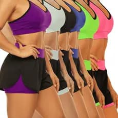 Conjunto Feminino 2 Peças Top e Short Duplo 2 em 1 | Roupa de Academia Treino