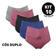 Kit 10 Calçola Adulto Cós Alto Elizabeth Calcinha Feminina Qualidade Conforto Promoção Revenda