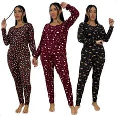 Kit 3 Pijama Feminino Conjunto Estampado Blusa Manga Longa Calça Comprida Inverno Dormir Quentinho