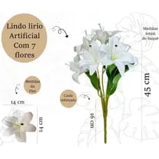 Buque Lirio 7 Flores Artificial Cores 45 cm Decoração Casa