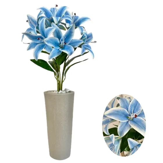 Lirio Artificial Com Vaso Cone E Pedras Brancas Centro Mesa