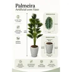 Palmeira Artificial Grande Com Vaso Polietileno Completo