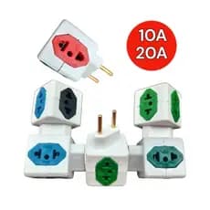 Kit 5 Adaptador Pino Tomada Benjamim Cubo 3D 4 em 1 10A e 20A 4 Entradas para Extensão Filtro Linha
