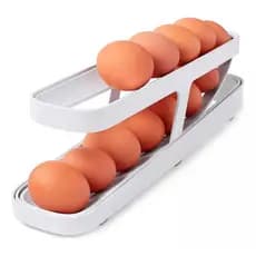 Organizador de Ovos Geladeira Rolagem Automática Egg Deslizador 2 Andares Bege