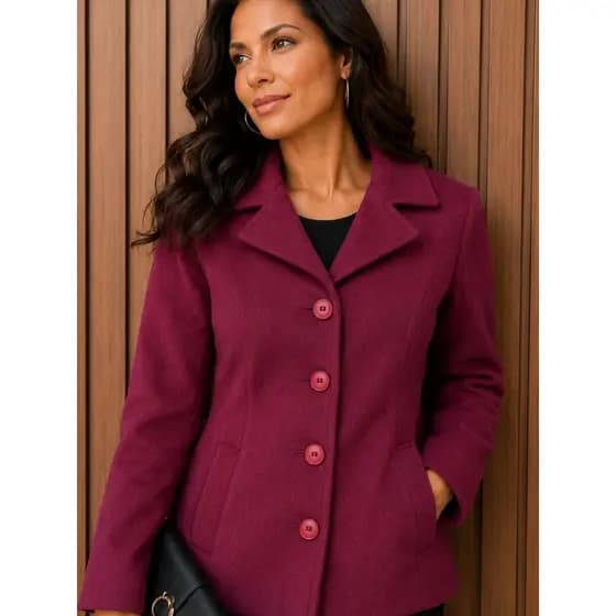 Casaco sobretudo feminino lã Batida para o inverno Elegante Acinturado Sobretudo Botões