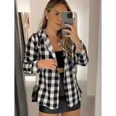 Camisa Xadrez Flanelada Feminina Inverno Manga Longa Casual Quentinha Tamanhos P ao G3